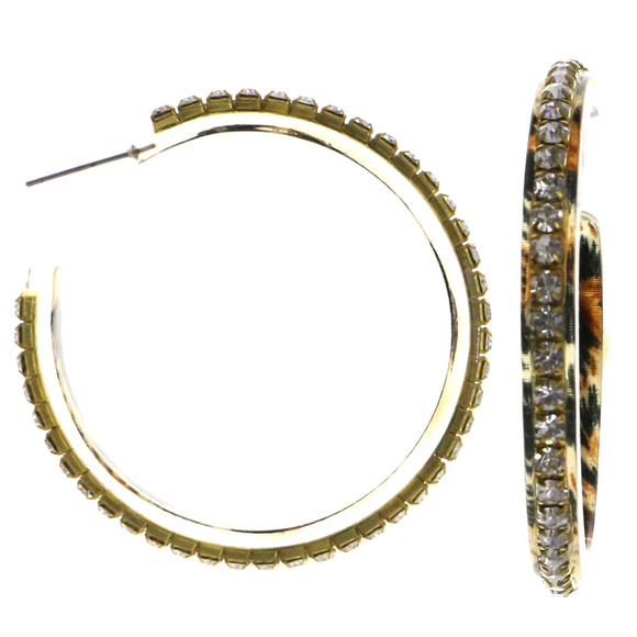 bebe gold hoop rhinestone crystal NWT bbe12 - Picture 3 of 8